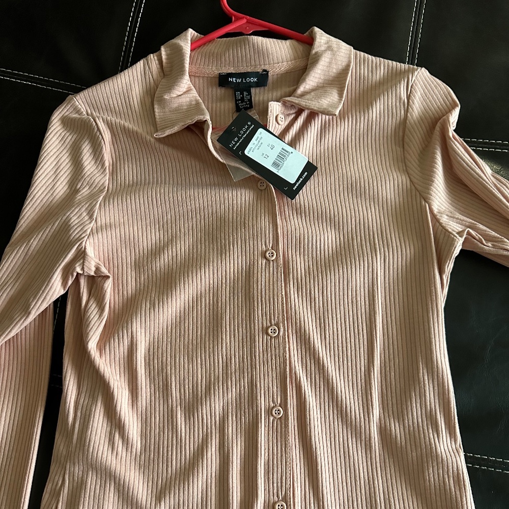 New Look Pink Collared Button Down Top US 8